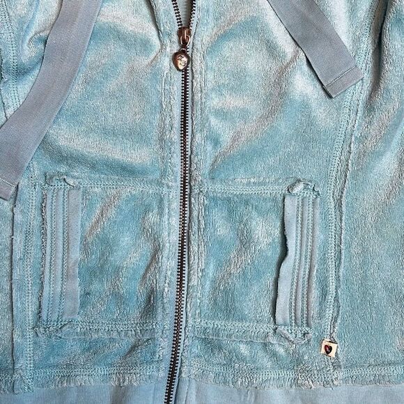 Twisted Heart Terry Cloth Blue Fitted Hoodie - Picture 9 of 11